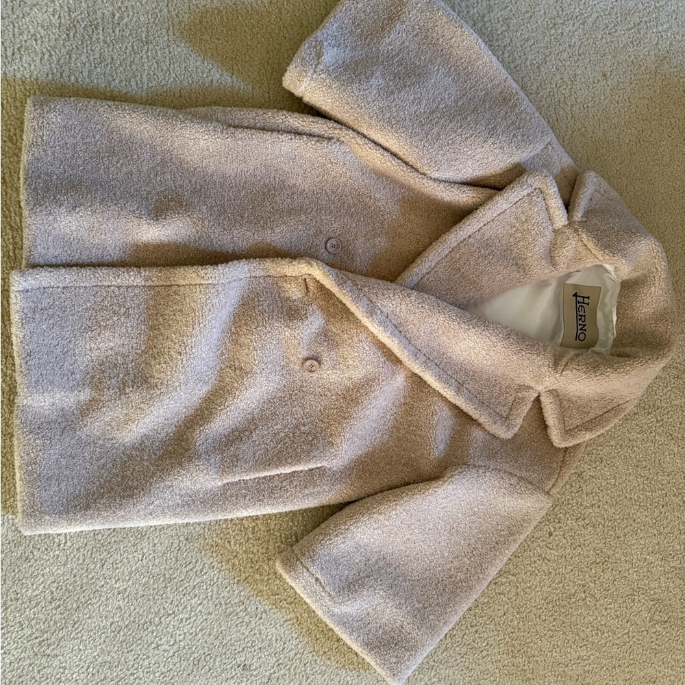 Herno DOUBLE-BREASTED COAT IN MELANGE TEDDY size 42